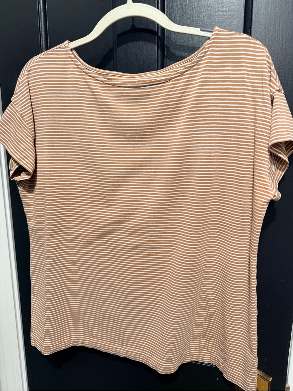 J. Jill Striped Short-Sleeve Tee in Light Brown and White